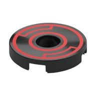 Tile Round 2 x 2 with Hole with Red Circles Print (Black)