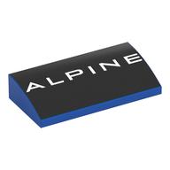 Brick Curved 2 x 4 x 2/3 No Studs with White 'ALPINE' on Black Background Print (Blue)