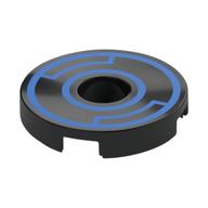 Tile Round 2 x 2 with Hole with Blue Circles Print (Black)