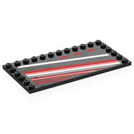 Plate Special 6 x 12, Studs on 3 Edges with Diagonal Red/White Stripes Print (Black)