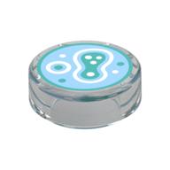 Tile Round 1 x 1 with Bacteria Print (Trans-Clear)