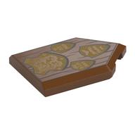 Tile Special 2 x 3 Pentagonal with Tan Shields/Crests, Lion Print (Reddish Brown)