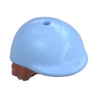 Hair and Hat, Short Dark Orange with Riding Helmet (Bright Light Blue)