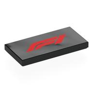 Tile 2 x 4 with Red F1 Logo Print (Black)