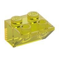 Brick Sloped Inverted 45° 2 x 2 [No Bottom Pin, Bar-sized Stud Holes] (Trans-Yellow)