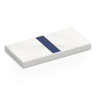 Tile 2 x 4 with Dark Blue Stripe Print (White)