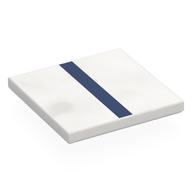 Tile 4 x 4 with Dark Blue Stripe Print (White)