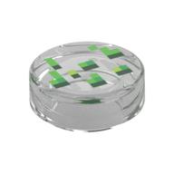 Tile Round 1 x 1 with Green / Dark Green Pixelated Wheat Seeds Print (Trans-Clear)