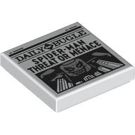 Tile 2 x 2 with Newspaper Daily Bugle 'SPIDER-MAN THREAT OR MENACE' Print (White)