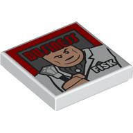 Tile 2 x 2 with Newspaper Business 'FISK' Print (White)