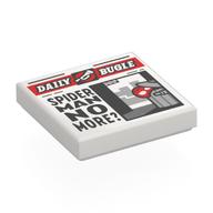 Tile 2 x 2 with Newspaper Daily Bugle 'SPIDER-MAN NO MORE?' Print (White)