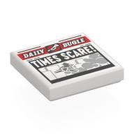 Tile 2 x 2 with Newspaper Daily Bugle 'TIMES SCARE!' Print (White)