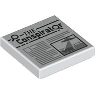 Tile 2 x 2 with Newspaper The Conspirator Print (White)