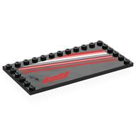 Plate Special 6 x 12, Studs on 3 Edges with Diagonal Red/White Stripes, Red F1 Logo Print (Black)