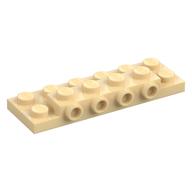 Plate Special 2 x 6 x 2/3 with 4 Studs on Side, 3 Support Walls on Bottom (Tan)