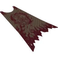 Large Figure Cape, Tattered with Dark Red Print (Dark Tan)