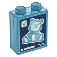 Duplo Brick 1 x 2 x 2 with X-Ray of Stuffed Bear Print (Trans-Light Blue)