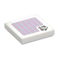 Tile 2 x 2 with Lakitu with Headset and Barcode Print (Sticker) (White)