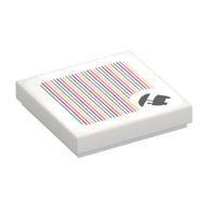 Tile 2 x 2 with Sweets Wagon and Barcode Print (Sticker) (White)