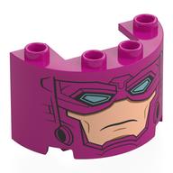 Cylinder Half 2 x 4 x 2 with 1 x 2 Cutout with Galactus Face Print (Magenta)