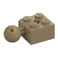 Technic Brick Special 2 x 2 with Ball and Axle Hole, with 6 Holes in Ball (Dark Tan)