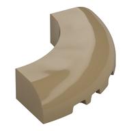 Brick Round Corner 5 x 5 x 1 Curved, Bottom Cut Outs, No Studs, 9 Bottom Tubes (Dark Tan)