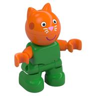 Duplo Figure Child, Cat with Orange Head, Bright Pink Nose, Smile Print (Bright Green)
