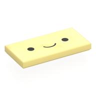 Tile 2 x 4 with Smiling Face Print (Bright Light Yellow)