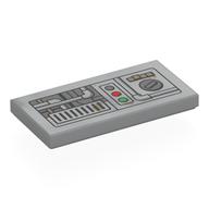 Tile 2 x 4 with Control Panel Print (Light Bluish Gray)