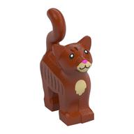 Animal, Cat, Standing New Style with Dark Tan Chest and Muzzle, Brown Stripes, and Dark Pink Nose Print (Dark Orange)