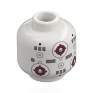 Minifig Head Marksman-H Training Remote Droid, Light Bluish Grey Circles with Dark Red Cross Hairs, Dark Bluish Grey Rectangles (White)