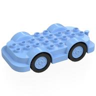 Duplo Car Base 4 x 8 with Four Black Wheels and Bright Light Blue Hubs (Bright Light Blue)