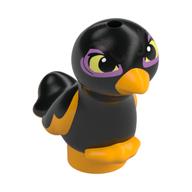 Animal, Bird, Feet Joined, Orange Beak, Feet, Yellow Eyes with Dark Purple Circles Print (Black)