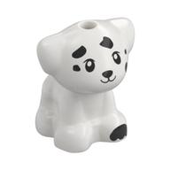 Animal, Dog Pup with Black Dalmatian Spots, Face Print (White)