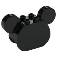 Duplo Brick 2 x 4 x 2 Rounded Ends and Mouse Ears [Plain] (Black)
