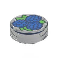 Tile Round 1 x 1 with Blackberries Print (Trans-Clear)