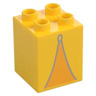 Duplo Brick 2 x 2 x 2 with Orange Tent Opening Print (Yellow)