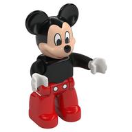 Duplo Figure Mickey Mouse with Nougat Face, Red Legs, White Buttons Print (Black)