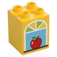 Duplo Brick 2 x 2 x 2 with Arched Window, Apple Print (Yellow)