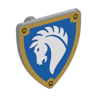Shield Triangular with White Horse on Blue Field, Gold Border Print (Light Bluish Gray)