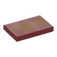 Tile 2 x 3 with Gold Passport Print (Dark Red)