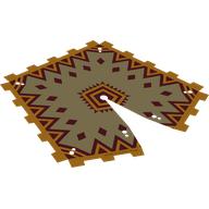 Tent, Bright Light Orange Edge, Dark Red Decorations Print (Tan)