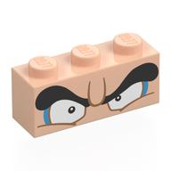 Brick 1 x 3 with Eyes, Dark Azure, Eyeshadow, Black Eyebrows Print (Light Nougat)