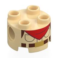 Brick Round 2 x 2, Pin Holes with Scouting Uniform, Reddish Brown Belt, Red Handkerchief Print (Tan)