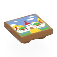 Tile Special 2 x 2 Inverted with Peach's Castle Print (Medium Nougat)