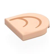 Tile Round 2 x 2 Half Circle with Nougat Inner Ear (Left) Print (Light Nougat)