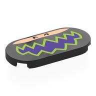 Tile Round 2 x 4 with Dark Purple Mouth, Lime Sharp Teeth / Lips, Light Nougat Face Print (Black)