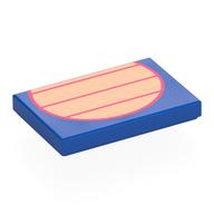 Tile 2 x 3 with Light Nougat Belly, Coral Lines Print (Blue)