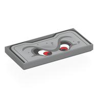Tile 2 x 4 with Thwomp Face, Top Half, Red Eyes Print (Light Bluish Gray)