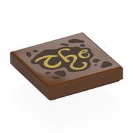 Tile 2 x 2 with Tan 'The' Print (Reddish Brown)